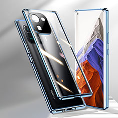 Luxury Aluminum Metal Frame Mirror Cover Case 360 Degrees M01 for Xiaomi Mi 11 Pro 5G Blue