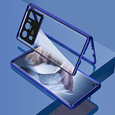 Luxury Aluminum Metal Frame Mirror Cover Case 360 Degrees M01 for Xiaomi Mi 11 Ultra 5G Blue