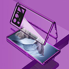 Luxury Aluminum Metal Frame Mirror Cover Case 360 Degrees M01 for Xiaomi Mi 11 Ultra 5G Purple