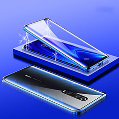 Luxury Aluminum Metal Frame Mirror Cover Case 360 Degrees M01 for Xiaomi Mi 9T Blue