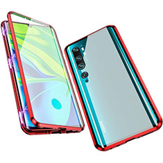 Luxury Aluminum Metal Frame Mirror Cover Case 360 Degrees M01 for Xiaomi Mi Note 10 Red
