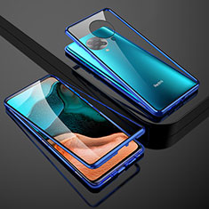 Luxury Aluminum Metal Frame Mirror Cover Case 360 Degrees M01 for Xiaomi Poco F2 Pro Blue