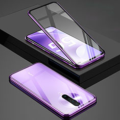 Luxury Aluminum Metal Frame Mirror Cover Case 360 Degrees M01 for Xiaomi Poco X2 Purple