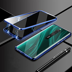 Luxury Aluminum Metal Frame Mirror Cover Case 360 Degrees M01 for Xiaomi Redmi 8 Blue