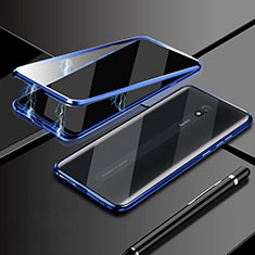 Luxury Aluminum Metal Frame Mirror Cover Case 360 Degrees M01 for Xiaomi Redmi 8A Blue