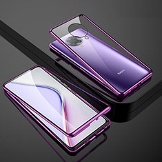 Luxury Aluminum Metal Frame Mirror Cover Case 360 Degrees M01 for Xiaomi Redmi K30 Pro 5G Purple