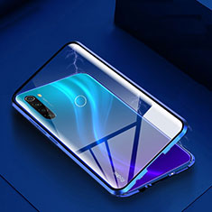 Luxury Aluminum Metal Frame Mirror Cover Case 360 Degrees M01 for Xiaomi Redmi Note 8 (2021) Blue