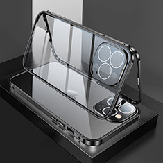 Luxury Aluminum Metal Frame Mirror Cover Case 360 Degrees M02 for Apple iPhone 13 Pro Max Black