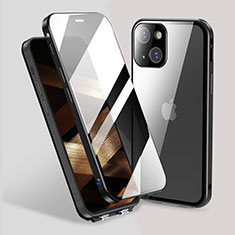 Luxury Aluminum Metal Frame Mirror Cover Case 360 Degrees M02 for Apple iPhone 15 Plus Black