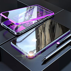 Luxury Aluminum Metal Frame Mirror Cover Case 360 Degrees M02 for Apple iPhone XR Purple