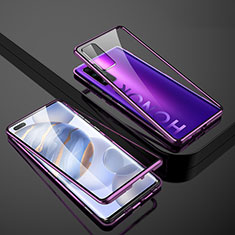 Luxury Aluminum Metal Frame Mirror Cover Case 360 Degrees M02 for Huawei Honor 30 Pro Purple