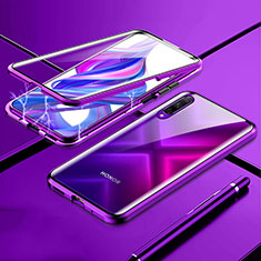 Luxury Aluminum Metal Frame Mirror Cover Case 360 Degrees M02 for Huawei Honor 9X Pro Purple