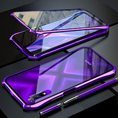 Luxury Aluminum Metal Frame Mirror Cover Case 360 Degrees M02 for Huawei Honor 9X Purple
