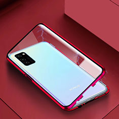 Luxury Aluminum Metal Frame Mirror Cover Case 360 Degrees M02 for Huawei Honor V30 5G Red