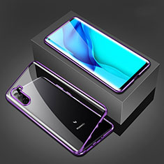 Luxury Aluminum Metal Frame Mirror Cover Case 360 Degrees M02 for Huawei Mate 40 Lite 5G Purple