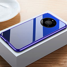 Luxury Aluminum Metal Frame Mirror Cover Case 360 Degrees M02 for Huawei Mate 40 Pro Blue