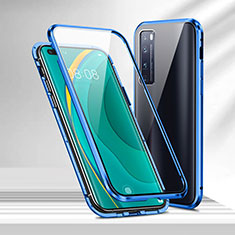 Luxury Aluminum Metal Frame Mirror Cover Case 360 Degrees M02 for Huawei Nova 7 Pro 5G Blue