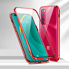 Luxury Aluminum Metal Frame Mirror Cover Case 360 Degrees M02 for Huawei Nova 7 Pro 5G Red