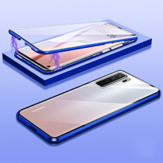 Luxury Aluminum Metal Frame Mirror Cover Case 360 Degrees M02 for Huawei Nova 7 SE 5G Blue
