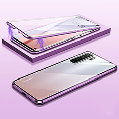 Luxury Aluminum Metal Frame Mirror Cover Case 360 Degrees M02 for Huawei Nova 7 SE 5G Purple