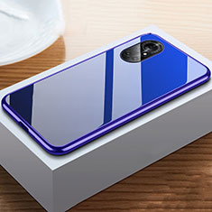 Luxury Aluminum Metal Frame Mirror Cover Case 360 Degrees M02 for Huawei Nova 8 5G Blue