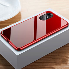 Luxury Aluminum Metal Frame Mirror Cover Case 360 Degrees M02 for Huawei Nova 8 5G Red and Black