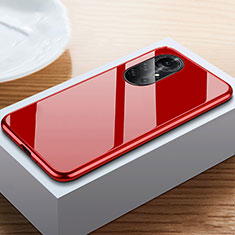 Luxury Aluminum Metal Frame Mirror Cover Case 360 Degrees M02 for Huawei Nova 8 Pro 5G Red