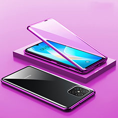 Luxury Aluminum Metal Frame Mirror Cover Case 360 Degrees M02 for Huawei Nova 8 SE 5G Purple