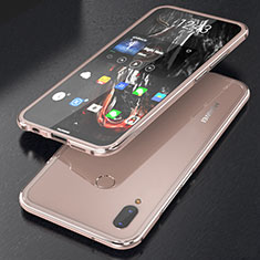 Luxury Aluminum Metal Frame Mirror Cover Case 360 Degrees M02 for Huawei P20 Lite Rose Gold