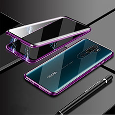 Luxury Aluminum Metal Frame Mirror Cover Case 360 Degrees M02 for Oppo A11 Purple