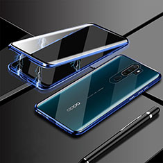 Luxury Aluminum Metal Frame Mirror Cover Case 360 Degrees M02 for Oppo A11X Blue