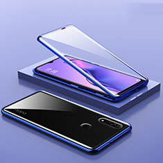 Luxury Aluminum Metal Frame Mirror Cover Case 360 Degrees M02 for Oppo A8 Blue