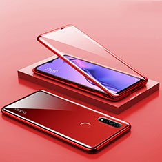 Luxury Aluminum Metal Frame Mirror Cover Case 360 Degrees M02 for Oppo A8 Red