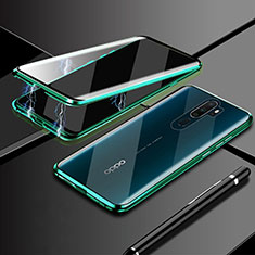 Luxury Aluminum Metal Frame Mirror Cover Case 360 Degrees M02 for Oppo A9 (2020) Green