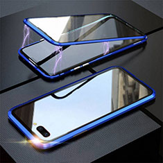 Luxury Aluminum Metal Frame Mirror Cover Case 360 Degrees M02 for Oppo AX5 Blue