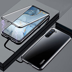 Luxury Aluminum Metal Frame Mirror Cover Case 360 Degrees M02 for Oppo F15 Black