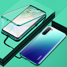 Luxury Aluminum Metal Frame Mirror Cover Case 360 Degrees M02 for Oppo Find X2 Lite Green