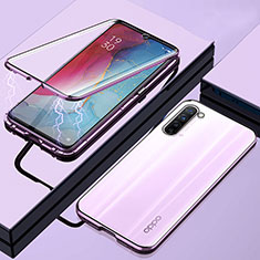 Luxury Aluminum Metal Frame Mirror Cover Case 360 Degrees M02 for Oppo Find X2 Lite Purple