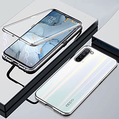 Luxury Aluminum Metal Frame Mirror Cover Case 360 Degrees M02 for Oppo Find X2 Lite Silver