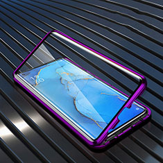 Luxury Aluminum Metal Frame Mirror Cover Case 360 Degrees M02 for Oppo Find X2 Neo Purple