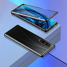 Luxury Aluminum Metal Frame Mirror Cover Case 360 Degrees M02 for Oppo Find X2 Pro Black