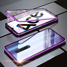 Luxury Aluminum Metal Frame Mirror Cover Case 360 Degrees M02 for Oppo Reno Ace Purple