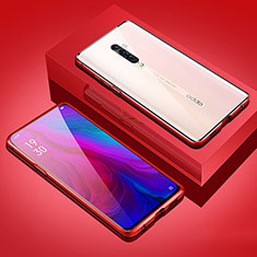 Luxury Aluminum Metal Frame Mirror Cover Case 360 Degrees M02 for Oppo Reno2 Red