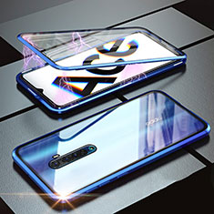 Luxury Aluminum Metal Frame Mirror Cover Case 360 Degrees M02 for Realme X2 Pro Blue