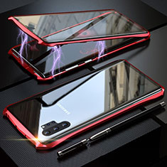 Luxury Aluminum Metal Frame Mirror Cover Case 360 Degrees M02 for Samsung Galaxy Note 10 Plus Red