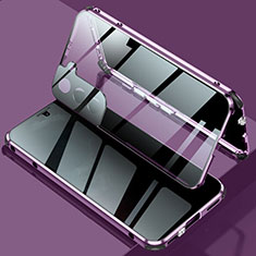 Luxury Aluminum Metal Frame Mirror Cover Case 360 Degrees M02 for Samsung Galaxy S21 5G Purple