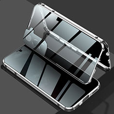 Luxury Aluminum Metal Frame Mirror Cover Case 360 Degrees M02 for Samsung Galaxy S22 Plus 5G Silver