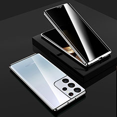 Luxury Aluminum Metal Frame Mirror Cover Case 360 Degrees M02 for Samsung Galaxy S24 Ultra 5G Silver