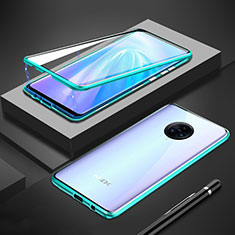 Luxury Aluminum Metal Frame Mirror Cover Case 360 Degrees M02 for Vivo Nex 3 5G Cyan