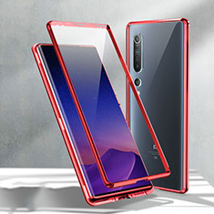 Luxury Aluminum Metal Frame Mirror Cover Case 360 Degrees M02 for Xiaomi Mi 10 Red